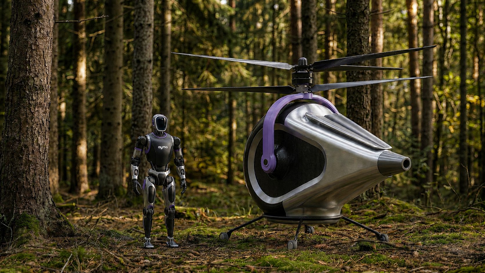 Concept aircraft in a forest operational scenario